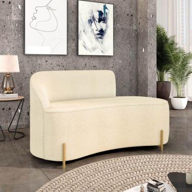 Imagem de Sofá 2 Lugares Orgânico 140cm Pé Dourado Morgan Bouclê D03 - D'rossi Azul