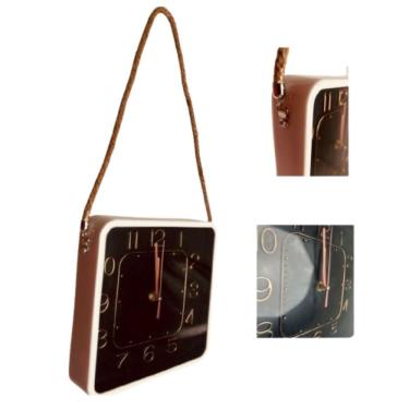 Imagem de Relogio De Parede 20 Com Com Alças De Sisal Fundo Preto