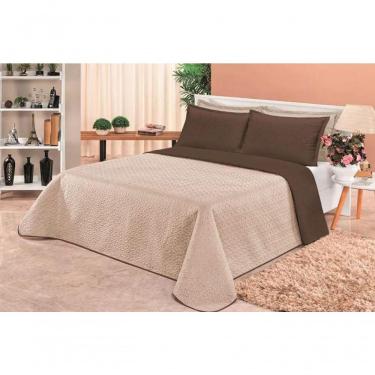 Imagem de Cobre Leito Dupla Face Queen Clara 03 Peças - Marrom-caqui