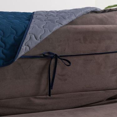 Imagem de Protetor De Sofá Retrátil Shield Dupla Face 2,20m + Capas De Almofadas - Marinho-cinza