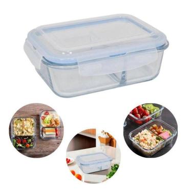 Imagem de Kit 03 Potes Vidro Retangular 1040Ml Hermético Livre De Bpa