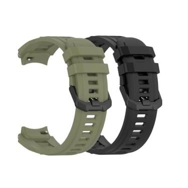 Imagem de Waekethy Pulseiras de relógio para Amazfit T-Rex 3 Pro, pulseira de silicone respirável de liberação rápida esportiva de substituição compatível com smartwatch Amazfit T-Rex3 Pro (verde + preto)