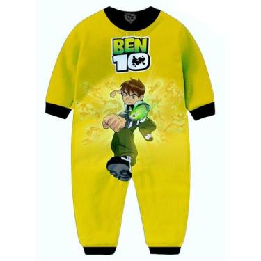 Imagem de Macacão Pijama Ben 10 infantil Desenho Herois Moletom Yellow - Alemark