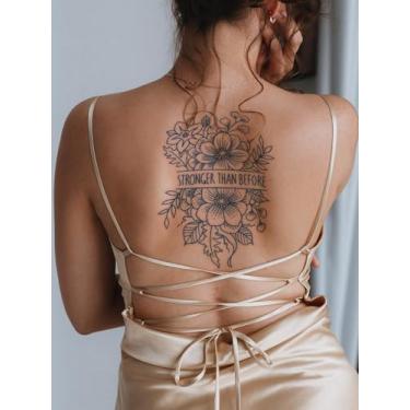 Imagem de Suco de ervas semipermanente padrão floral fresco 7-14 dias sem queda de braços costas corpo impermeável adesivo de tatuagem não reflexivo 1 peça