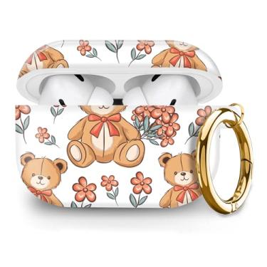 Imagem de Capa compatível com AirPod Pro 2ª/1ª geração com chaveiro dourado, capa protetora completa à prova de choque para fone de ouvido sem fio para Airpod Pro 2023/2022/2019 (bebê urso)