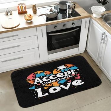 Imagem de Tapete de cozinha antiderrapante, lavável, antifadiga, macio, absorvente, tapete de cozinha, tapete de boas-vindas para cozinha, interior, entrada, pia, lavanderia, decoração de casa, arte, autismo