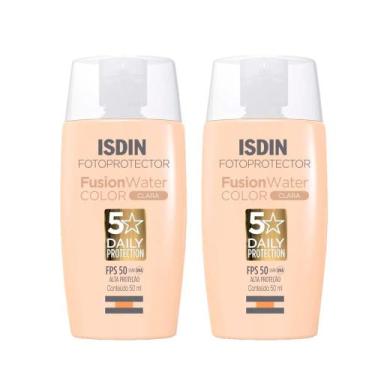 Imagem de Kit 2 Protetor Facial Isdin Fusion Water Cor Clara 50ml Cada