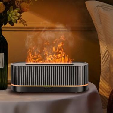 Imagem de Difusor de óleo essencial, umidificador difusor de fogo de chama colorida, difusor de aroma de aroma, difusor de óleo que muda de 7 cores para casa, escritório (controle remoto, temporizável