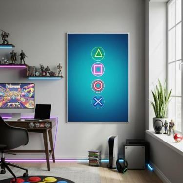 Imagem de Quadro Decorativo Botões PlayStation-70x50cm Mold Preta - Quadros On-l