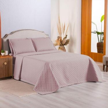 Imagem de Kit Cobre Leito Colcha Select Casal 3 Peças Matelado Dupla Face Microfibra - Rose - 100% Poliéster