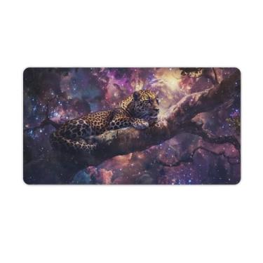 Imagem de FoRes Leopardo, Via Láctea, Noite Estrelada, Tapete de Mouse Grande, Base de Borracha Antiderrapante, Tapete de Mesa para Laptop Acessórios de Computador Suprimentos Bloco de Escrita para Escritório