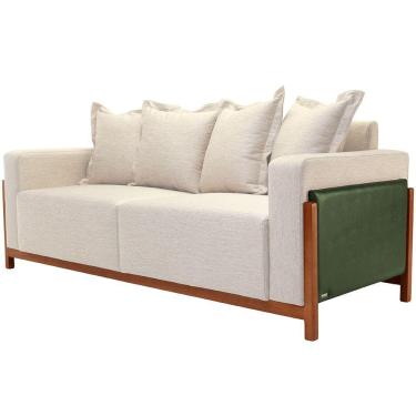 Imagem de Sofá 03 Lugares Para Sala De Estar 178 cm Khali B04 Linho Cru Couríssimo Verde - Lyam