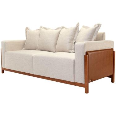 Imagem de Sofá 03 Lugares Para Sala De Estar 198 cm Khali B04 Linho Cru Couríssimo Whisky - Lyam