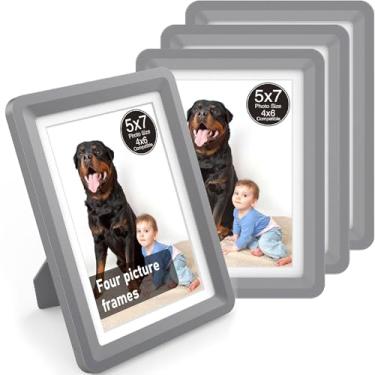 Imagem de vilkok Porta-retrato com tapete de 12 x 17 cm, instalação em 5 segundos sem ferramentas, molduras de design de segurança sem metal, molduras leves vêm em 8 cores para decoração de casa, casamento e