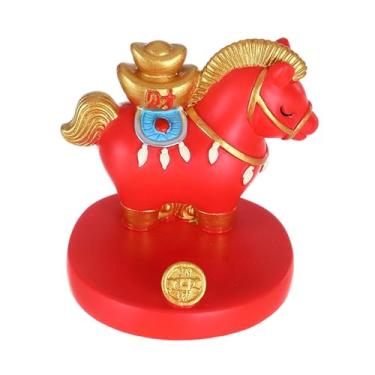 Imagem de Baoblaze Mascote de decoração de Ano com cavalo para 2026, coleção de estátuas de cavalo para mesa, enfeite para estante, armário de TV, lembrança de, 1228