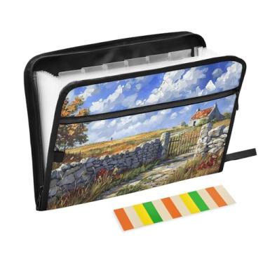 Imagem de Wassud Pasta organizadora de arquivos de papel A4 para pintura a óleo com etiquetas pasta de arquivo expansível com 13 bolsos