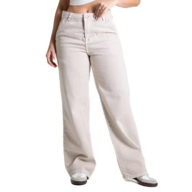 Imagem de Calça Sarja Sawary Wide Leg Petit - 281366 40, Bege, 40