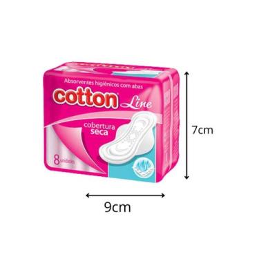 Imagem de Kit 12 Absorvente Seco Com Abas Cotton Line Com 8 Unidades