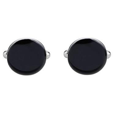 Imagem de Abotoaduras para homens, 1 par de abotoaduras de camisa clássica moda masculina para presente de festa de casamento de negócios, 1.4CM, Zinco, Sem Pedra Preciosa