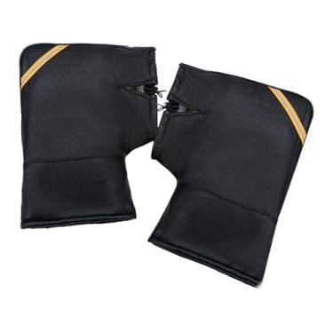 Imagem de JicSuXi Luvas de couro PU grossas e universais para guidão de motocicleta, ideais para o inverno, com proteção térmica para motos e motos de neve, 40x30cm