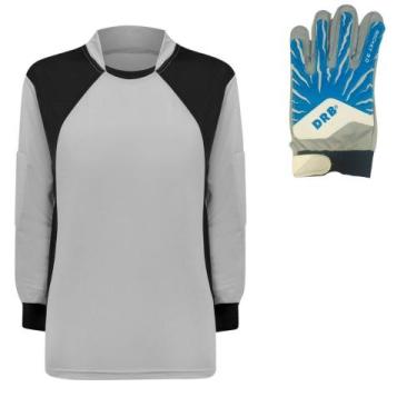 Imagem de Camisa Goleiro trb Infantil + Luva DRB Azul Branco Infantil, Cinza, 12