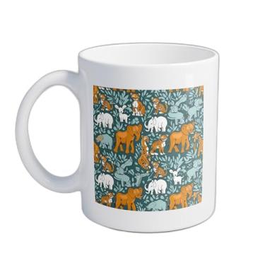 Imagem de Caneca Xícara de Café Porcelana 300ml Com Desenho Vida Selvagem