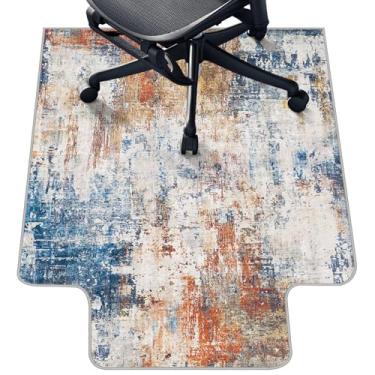 Imagem de Tapete de cadeira de escritório para piso de madeira e piso de azulejo, 91 x 122 cm, tapete de cadeira de mesa resistente para pisos duros, tapete sob a mesa para cadeira de computador, antiderrapante