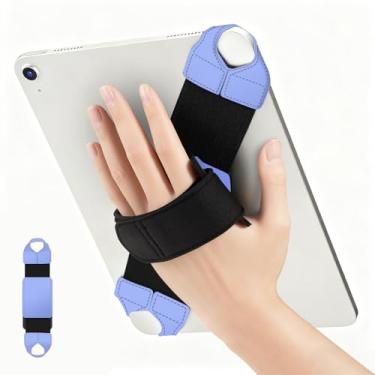 Imagem de FINTIE Suporte universal para tablet para tablets de 9 a 10 polegadas, eReaders, alça portátil segura de couro PU giratório de 360 graus para iPad, Galaxy Tab e mais tablets de 24,6 cm, 25,4 cm, 25,7