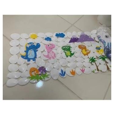 Imagem de Tapete de Banheiro Antiderrapante Moderno com Ventosa Retangular para Box e Chuveiro (504-Dinossauro)