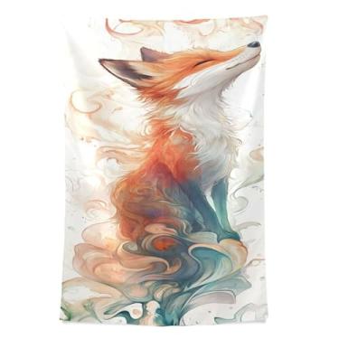 Imagem de STAYTOP Tapeçaria de parede linda raposa tapeçaria para decoração de casa decoração de dormitório sala de estar quarto tapete de parede (80 × 60 pol)