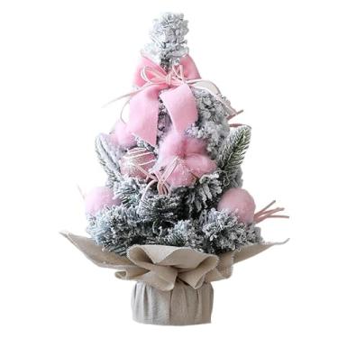 Imagem de Mini árvore de Natal de mesa de 30 cm/40 cm, árvore de Natal artificial para decoração de festas de fim de ano, planta artificial (rosa, 30 cm)