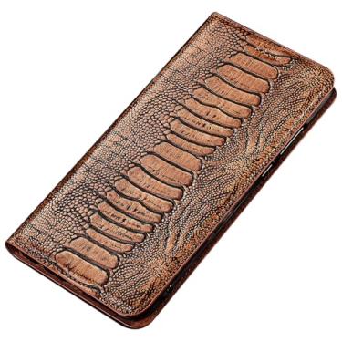 Imagem de LTLMYDAM Capa com compartimento para cartão para Xiaomi 17 Pro Max/17 Pro/17, capa de telefone de couro genuíno de alta qualidade à prova de choque com borda macia, marrom, 17