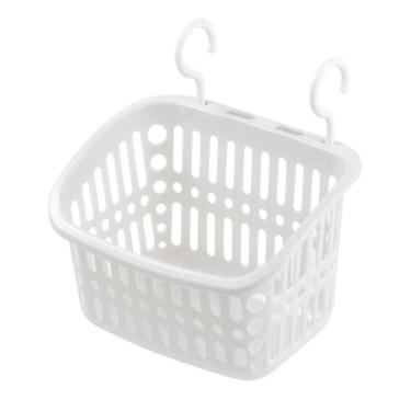 Imagem de Aramox Caddie de Chuveiro Suspenso Limpo e Organizado, Cesta de Armazenamento Multifuncional Com Furos de Drenagem de Plástico Com Design Simples para Cozinha de Banheiro (Branco)