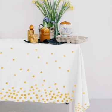 Imagem de Toalha de mesa descartável, de plástico, branca, impermeável, para festa, casamento, primeira comunhão, decoração, suprimentos, 137 x 272 cm, retangular, toalha de mesa de jantar ao ar livre com ponto