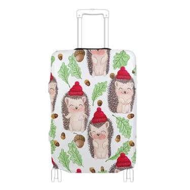 Imagem de Joisal Cute Hedgehogs Leaves White Suitcase Cover Custom Luggage Protector Protection Travel Vacation Essentials Aesthetic, P, serve para capa de 45 a 50 cm, Lindos ouriços com folhas brancas, XL 29