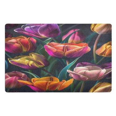 Imagem de Joisal Tapete de porta externo colorido tulipas duráveis para porta da frente, tapete de entrada 81 x 50 cm