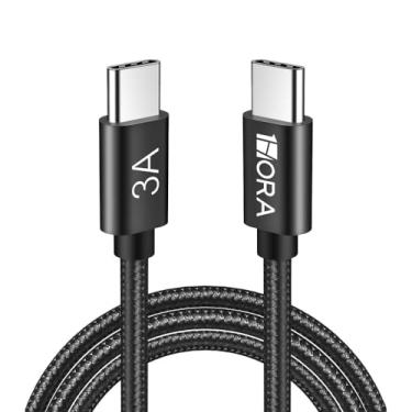 Imagem de 1 Hora Cabo de Carregamento/Dados Usb C Carga Rápida 3A Macho/Macho 1Metro Preto Transferência 480Mbs Design Resistente Revestido em Nylon