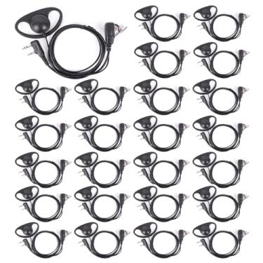 Imagem de Generic 24 peças de fone de ouvido Walkie Talkies com microfone, 2 pinos, tipo D, compatível com rádios bidirecionais Baofeng UV-5R BF-888S H-777 RT21 RT22 RT27 RT-5R Kenwood, preto