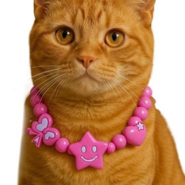 Imagem de Colar para Pet Cachorro e Gato Colorido Coleira Divertida Exquisitamente Trabalhado e Esteticamente Agradável Leve(G)