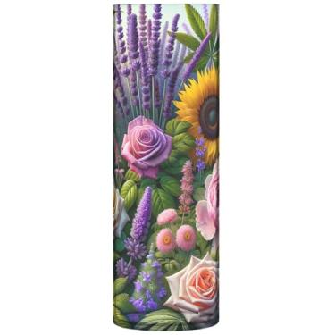 Imagem de Vasos de flores cilíndricos para buquê lavanda rosas peônia vaso de flores alto plástico personalizado exclusivo floral decoração estética, 30 cm x 9,9 cm