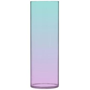 Imagem de Vasos altos de plástico verde azul lavanda magenta gradiente fofo vaso cilíndrico buquê flor moderna decoração de sala de estar, 30 cm x 9,9 cm