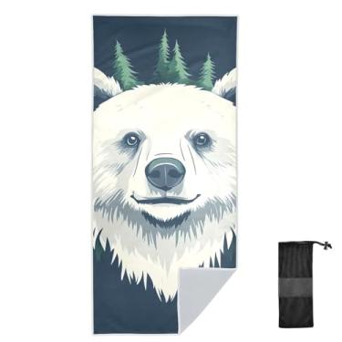 Imagem de Joitme Toalha de banho infantil Forest Bear azul escuro, 78 x 188 cm, toalhas finas de secagem rápida para piscina de praia, toalha de natação