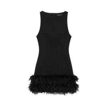 Imagem de Vestido Mini Sem Mangas Com Decote Redondo E Plumas Para Mulheres, Mod