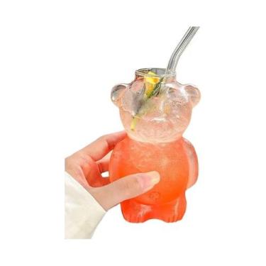 Imagem de Caneca De Café Em Forma De Urso De 320ML Com Canudo, Copo De Vidro Tra