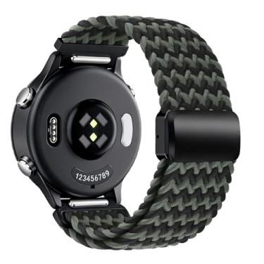 Imagem de Pulseira magnética de nylon trançado de liberação rápida de 20 mm compatível com Garmin Vivoactive 6/5/3, Venu/Venu Sq/Sq 2, Forerunner 55/165/245/645, alça elástica para estilos de vida ativos