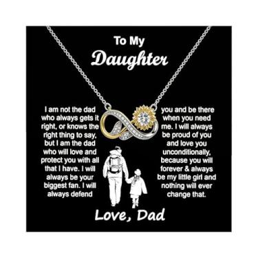 Imagem de Zurlcdye Colar infinito para mulheres para minha filha, neta, esposa, girassol, ouro, coração, gato, pingente de prata, presente de aniversário, Cobre, Sem Pedra Preciosa