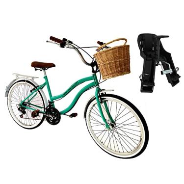 Imagem de Bicicleta Com Cadeirinha frontal Aro 26 18v Verde c Branco