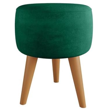 Imagem de Puff Redondo para Apoio dos Pés – Banqueta Decorativa 35x35cm com Pé Palito(SUEDE VERDE)