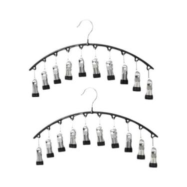 Imagem de Cabide De Metal Curvo Com 10 Prendedores Para Calças De Yoga, Leggings