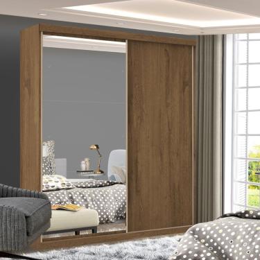 Imagem de Guarda Roupa Solteiro com Espelho 2 Porta de Correr Cléo Siena Móveis Freijó